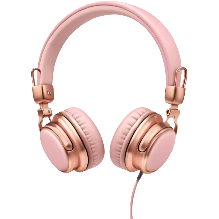 Pastel pink headphones with metallic rose gold frame and leather ear cups emoji