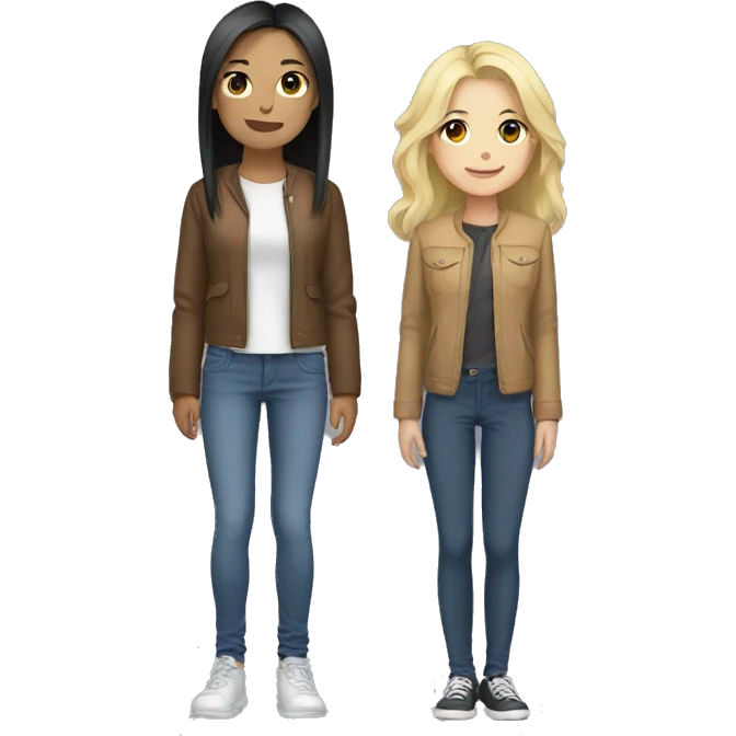 Asian and blonde girl height difference emoji