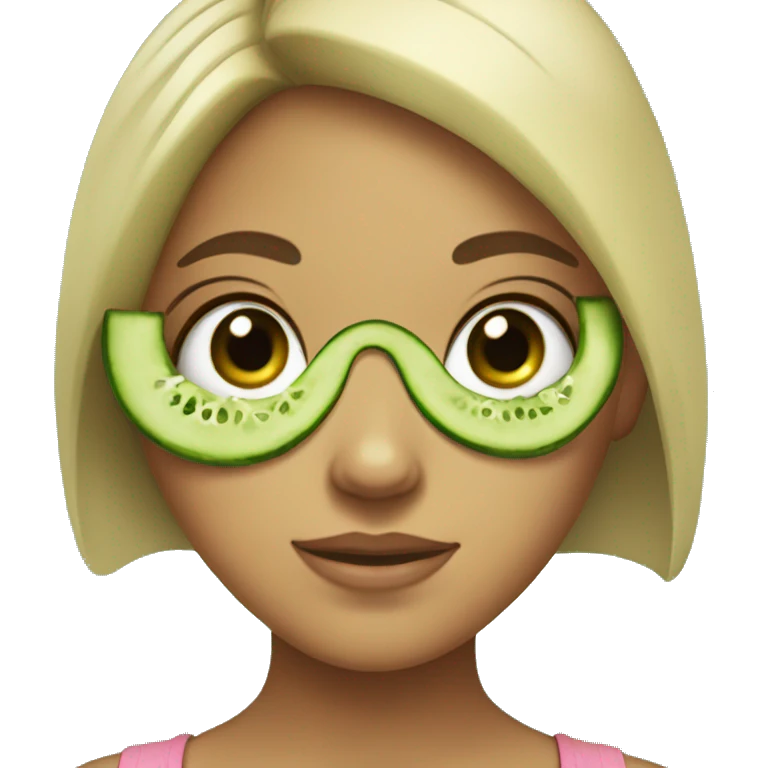 a girl with cucumbers on her eyes emoji