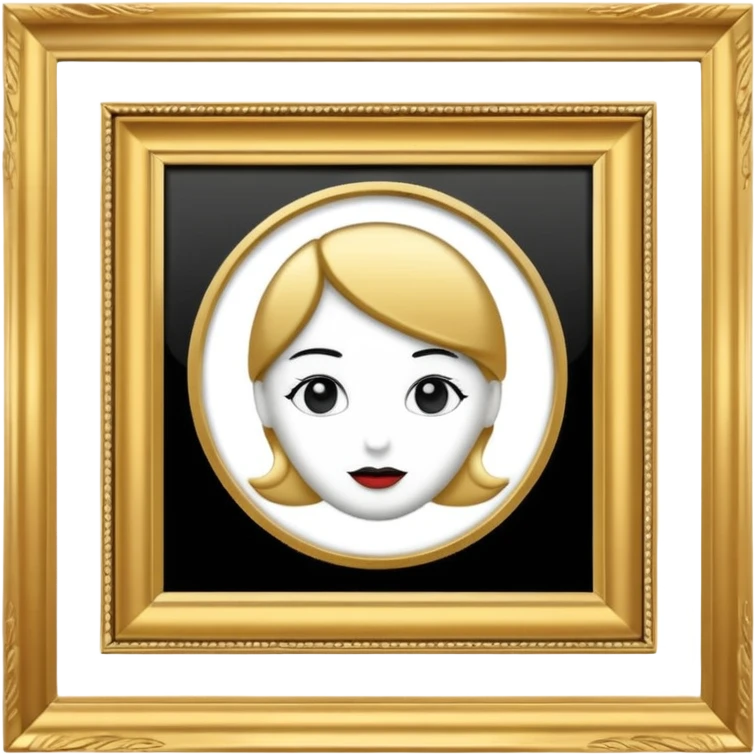 vintage black and white photo in gold fancy photo frame emoji
