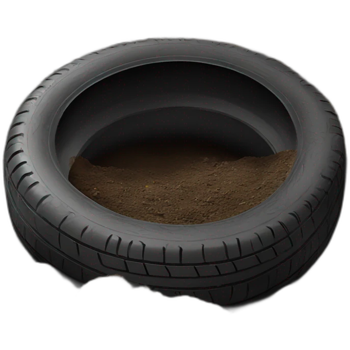 A colored tire buried in the ground emoji