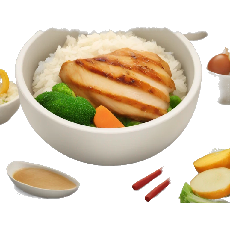 chicken breast and veggies with rice bowl emoji