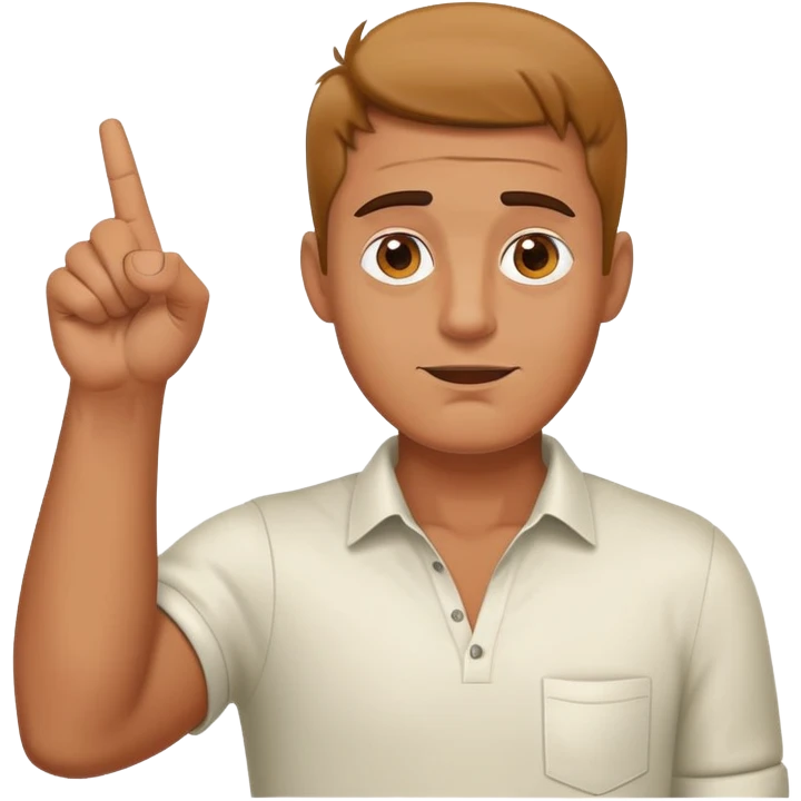 a man pointing up with one hand and holding an idiot sign while making bruh face emoji