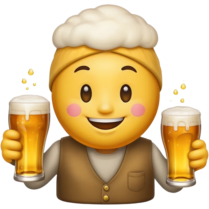 Smiling emoji holding a beer emoji