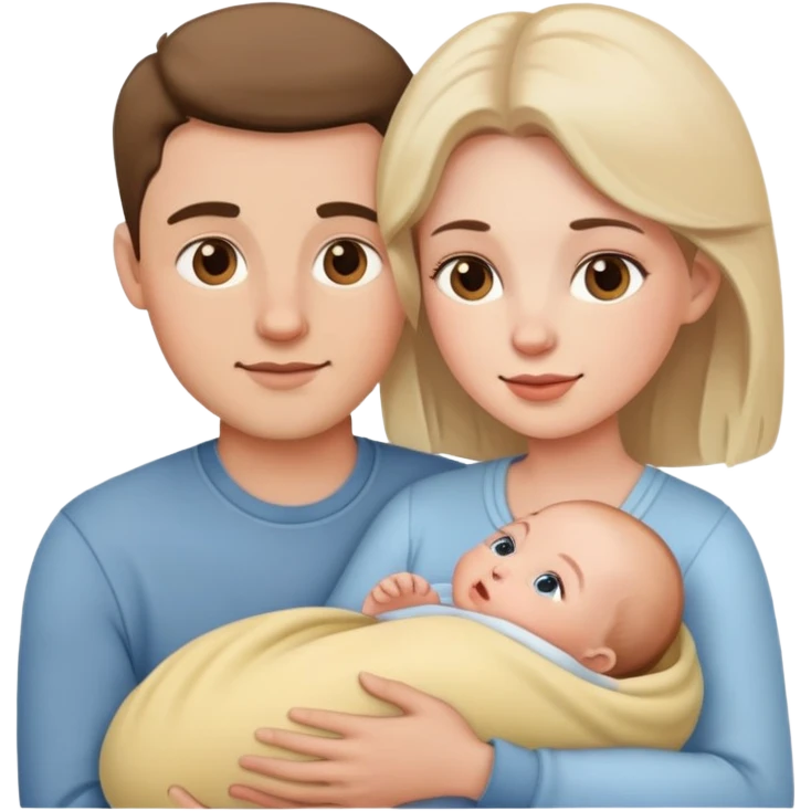 Guy and girl holding a baby emoji