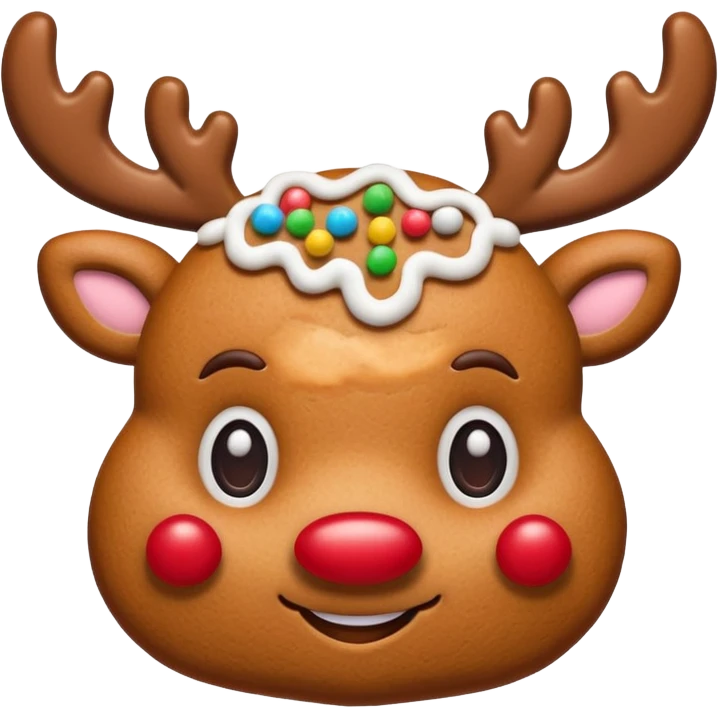 gingerbread cookie in cute reindeer face shape emoji