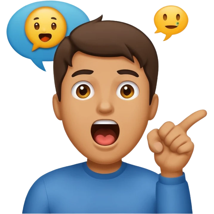 a man excitedly shouting 'startup' in a comic-style speech bubble, emoji style emoji