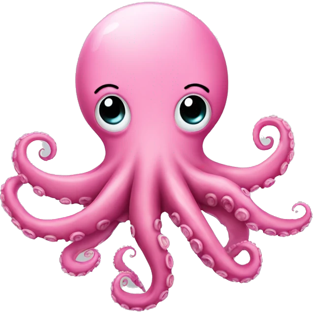 Pink octopus with cute face and smile emoji