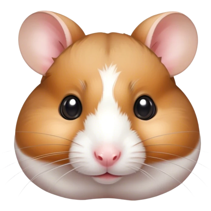 Cinematic Noble Brown and White Banded Hamster Portrait Emoji, Poised and regal, with a tiny, compact build and a uniquely patterned fur of warm brown and crisp white bands, deep-set soulful dark eyes, Simplified yet sharp and sophisticated features, highly detailed, glowing with a soft, dignified glow, high shine, intelligent and charming, stylized with an air of distinctive elegance, focused and attentive, soft glowing outline, capturing the essence of a watchful and confident rodent, so majestic it feels as though it could scurry out of the screen with effortless authority! emoji