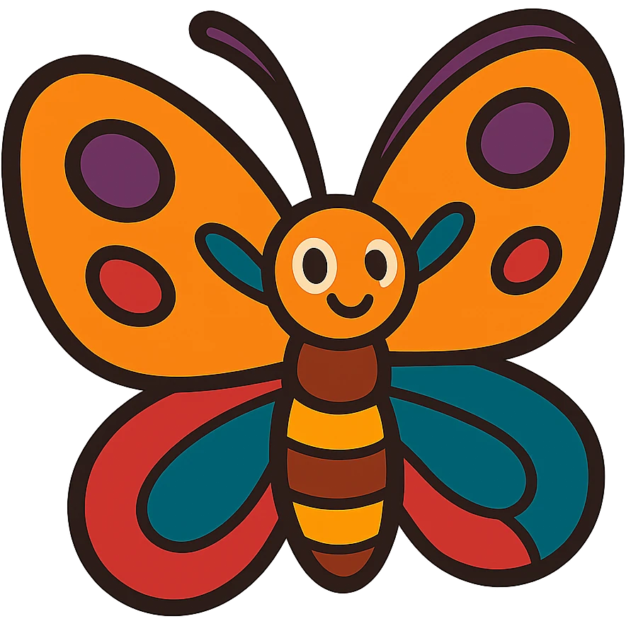 A butterfly in the style of vibrant cartoon illustrations emoji