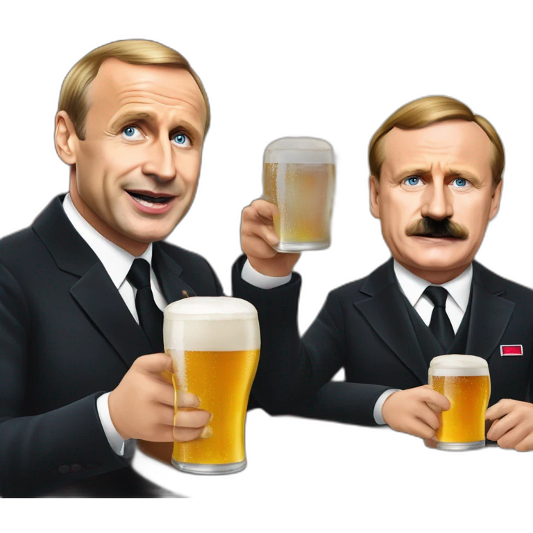 Le président macron, Vladimir poutine et Hitler boive une bière emoji