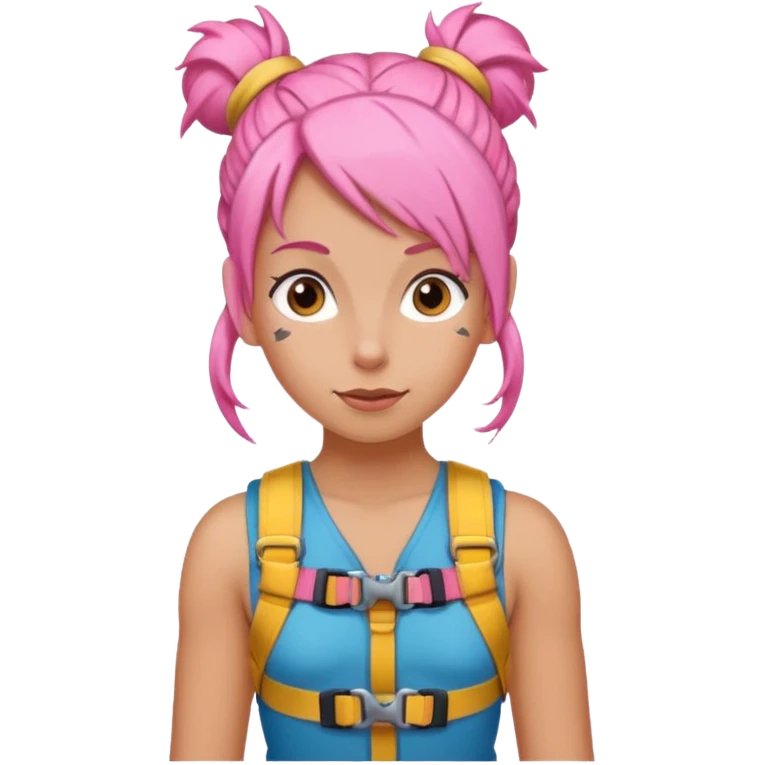 climber girl with pink bun hair emoji