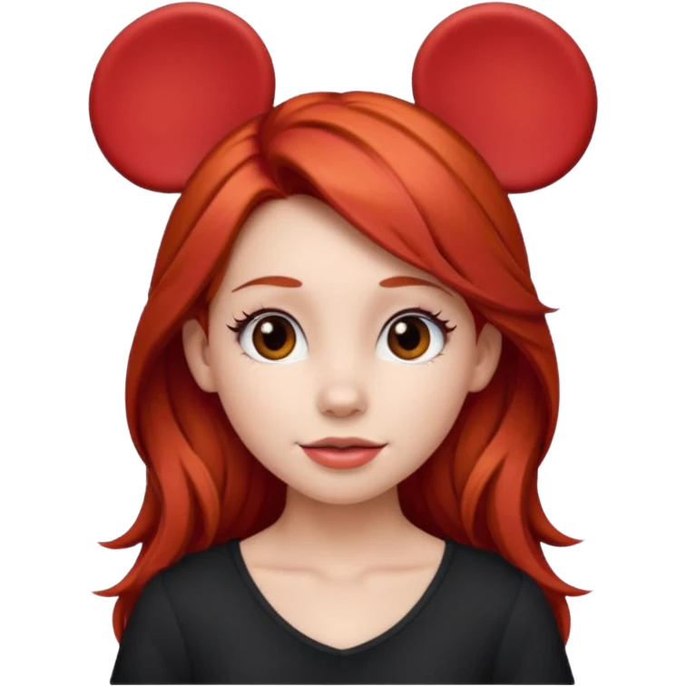 red haired girl with red mickey ears emoji