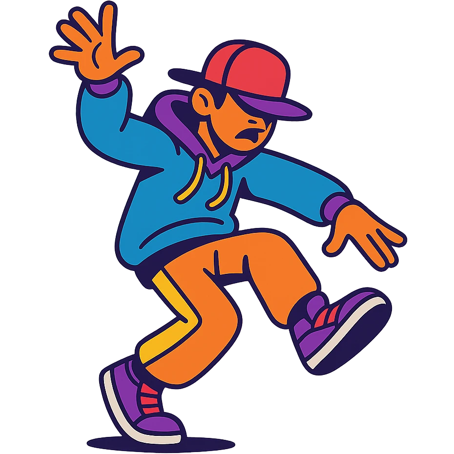 vibrant toon style hiphop dancer in exaggerated pose emoji