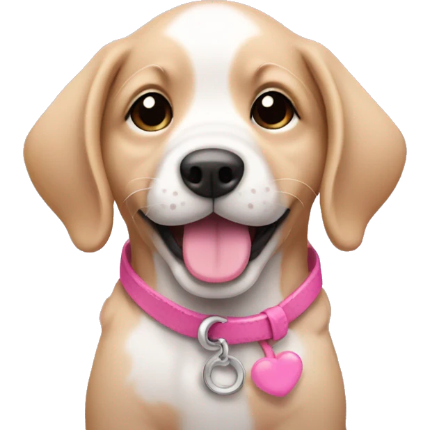 puppy wearing pink emoji
