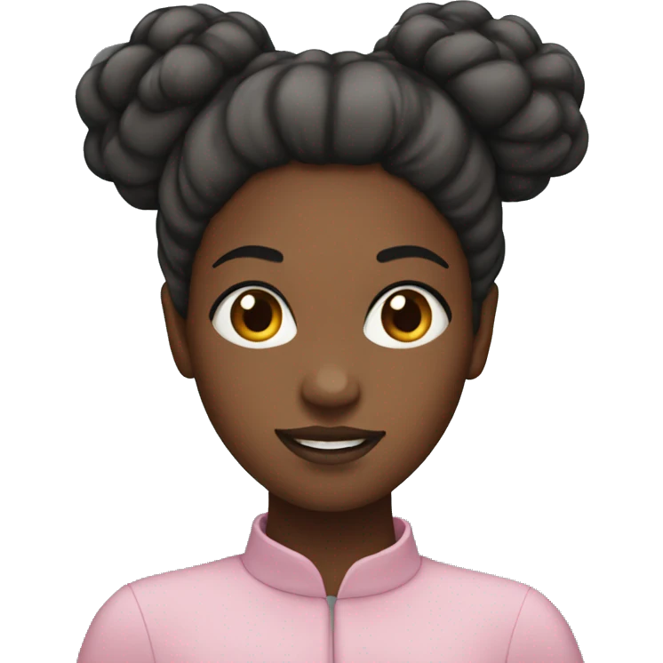 Black girl with a big puffy bun on her head emoji