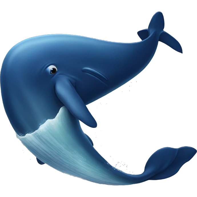 one humpback whale, swming to the left, dark blue emoji