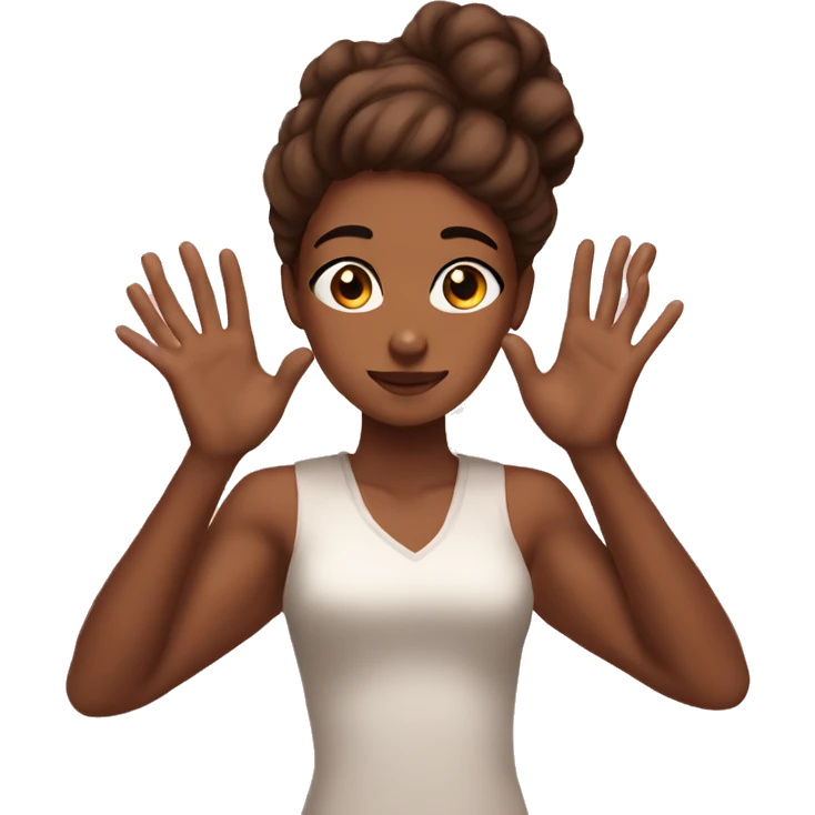 Brown skin OMG girl with hands emoji