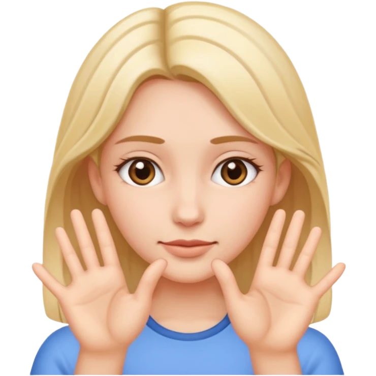 Girl with two hands in front no flowers and make them at different levels emoji