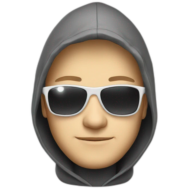 white hacker with sun glasses and hood emoji