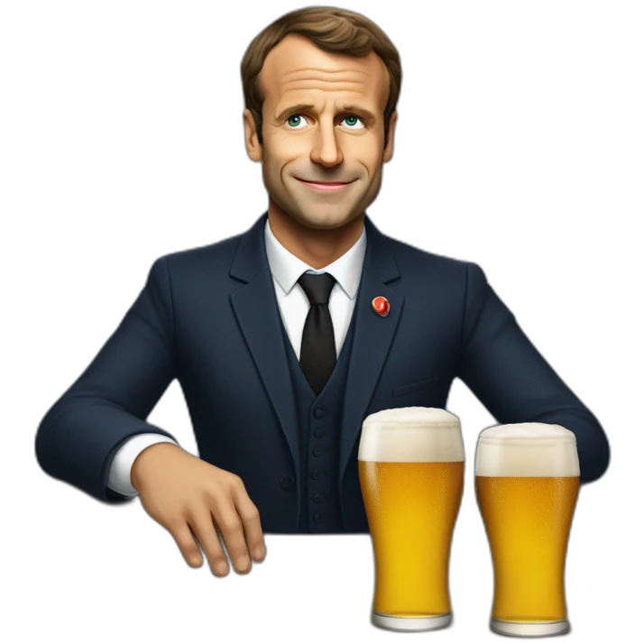 Emanuel macron buvant bière emoji