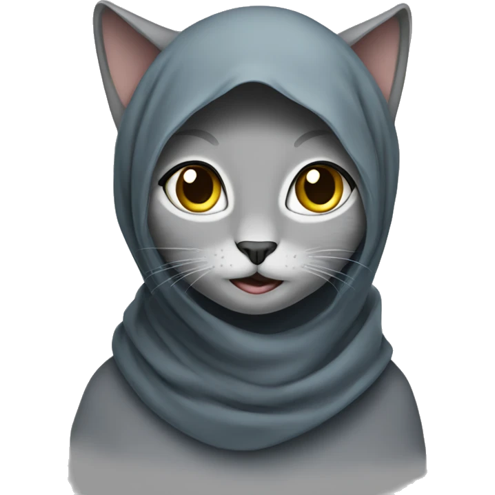 grey cat in a hijab emoji