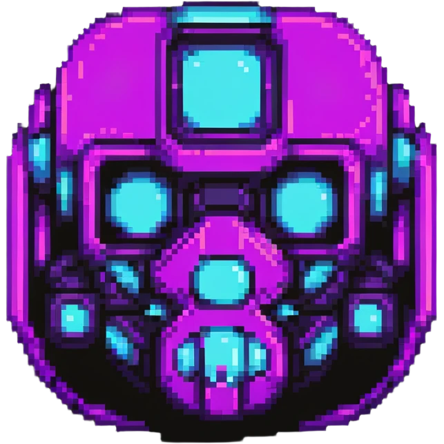 futuristic cyberpunk pixel art icon, vivid neon colors purple magenta cyan, minimal expressive design, 32x32, centered, high contrast, transparent background, no text, suitable for dark background, song title symbol emoji