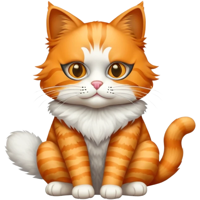 orange cat full body sitting with a mask emoji