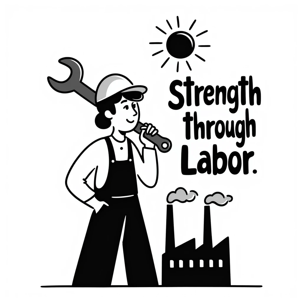Communist propaganda poster design with worker emoji