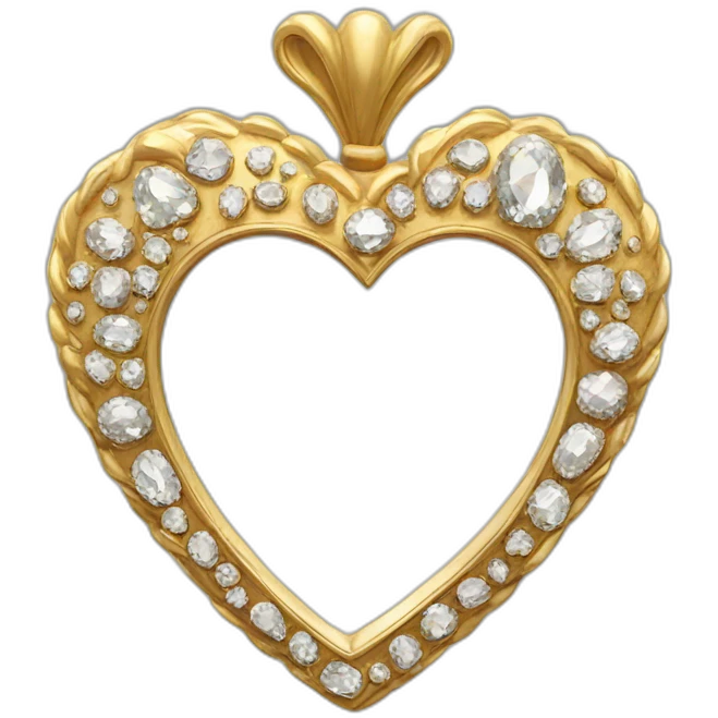 fancy gold and diamond heart mirror emoji