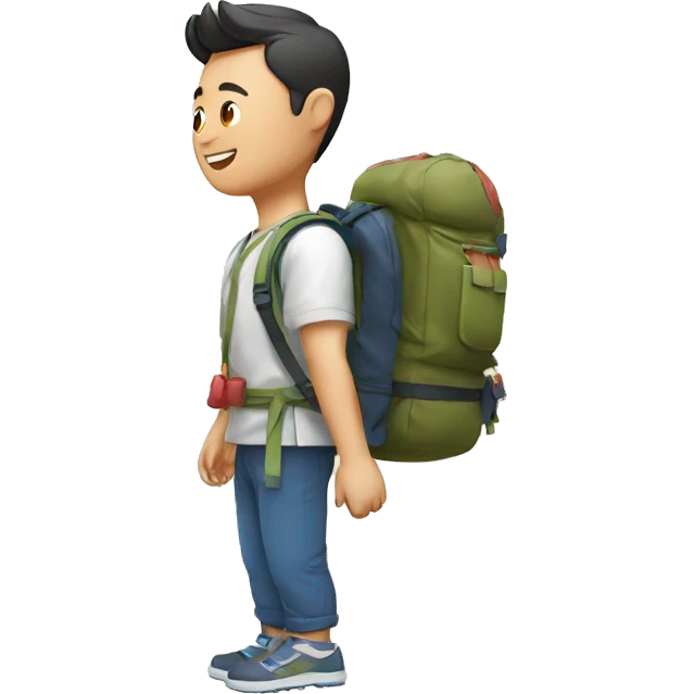 korean men with a backpack travel in Thailand emoji