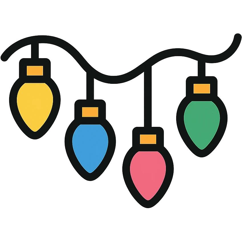 chain of lights, festive and bright, color outline icon style emoji
