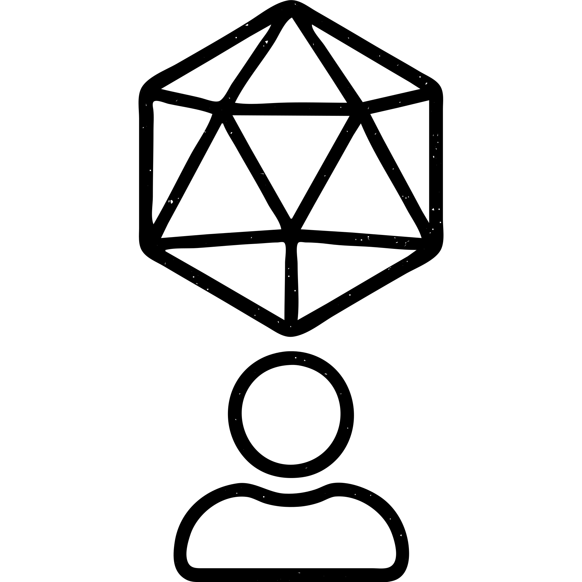 minimalist outlined icon of a player for DnD TTRPGs, worn distressed effect emoji