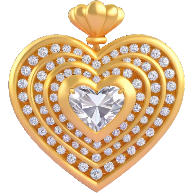 3D emoji style gold heart with sparkling diamond accents emoji