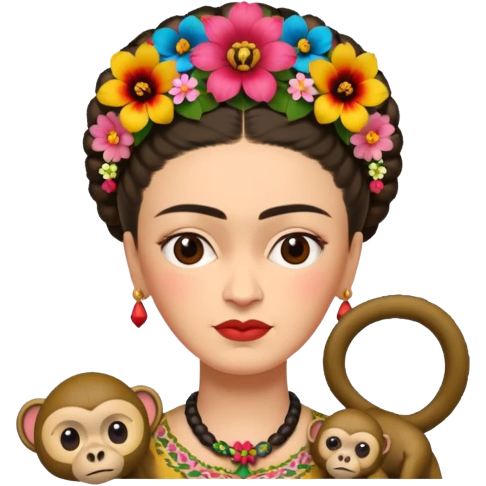 Frida Kahlo with monkey emoji
