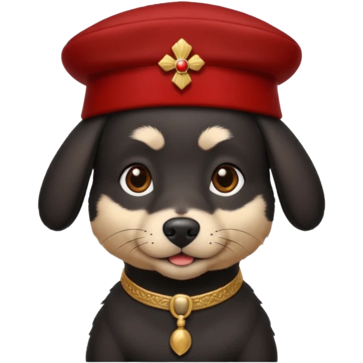 black suited dog with fes hat emoji