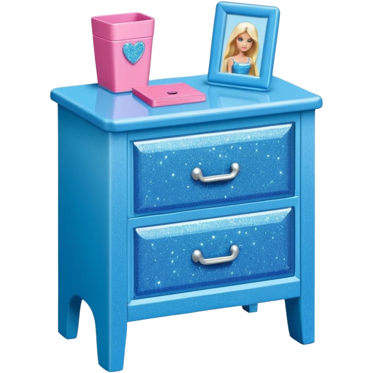 barbie nighstand blue with glitter emoji