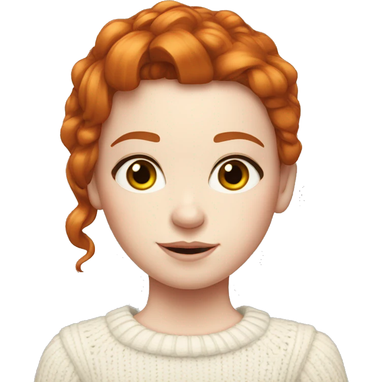 Red-haired girl with bow in hair with pale skin white sweater emoji