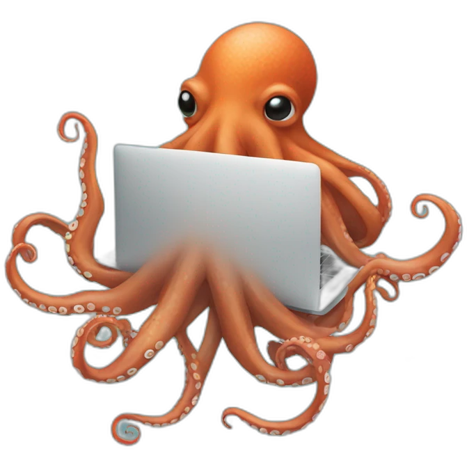 octopus with hoodie and a macbook emoji