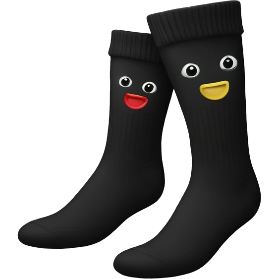 a pair of black socks adorned  emoji