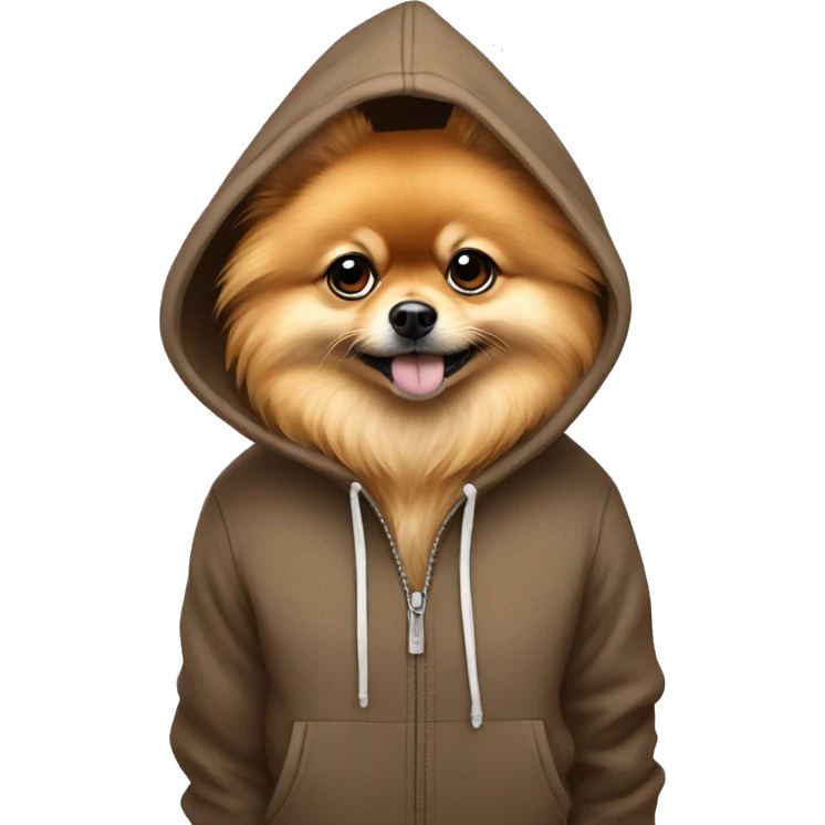 Pomeranian wearing a hoodie  emoji