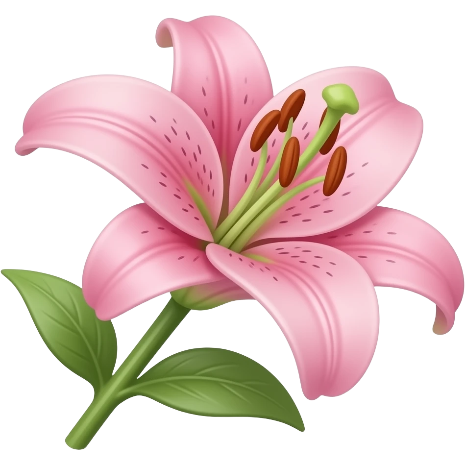 pink easter lily with a stem and a leaf emoji