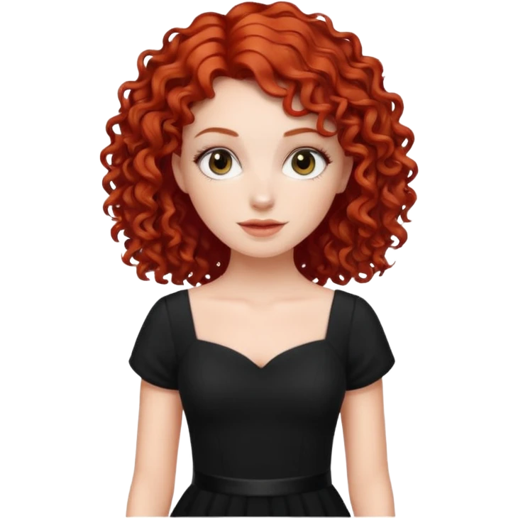 red curly haired black dress white girl emoji