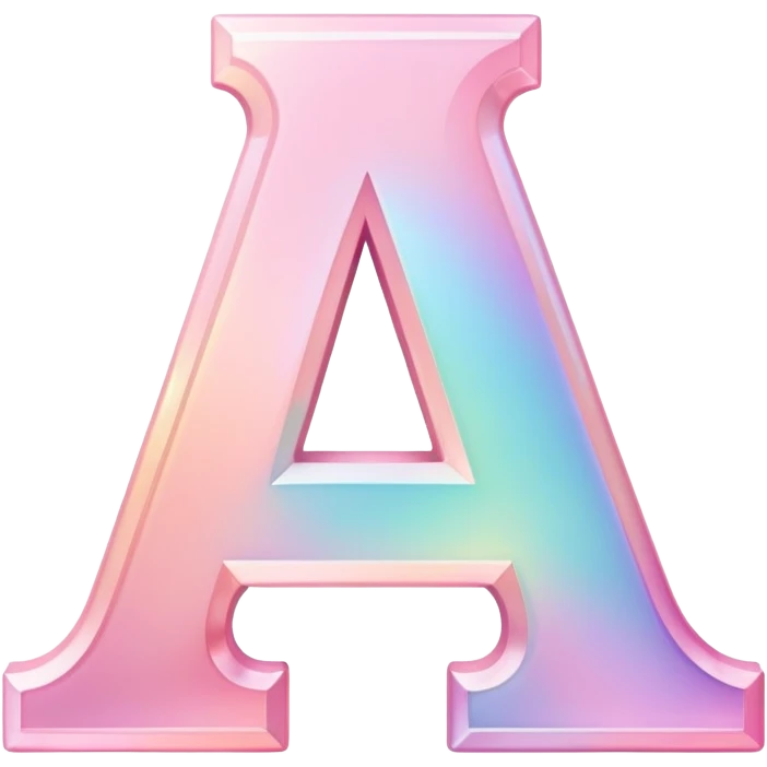 Iridescent pastel pink Font setting icon with letter A emoji