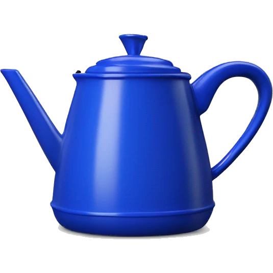 Realistic cobalt blue camping coffee pot isolated.  emoji