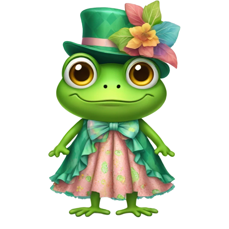 frog wearing a dress emoji