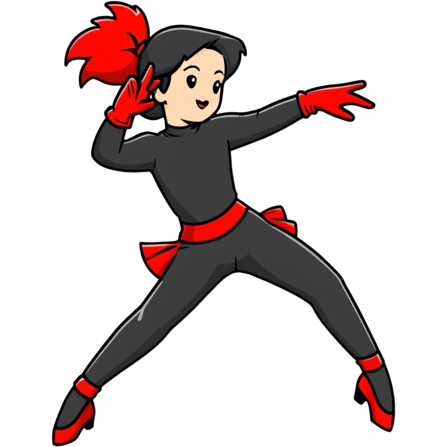 girl dancing with black clothes and red gloves emoji