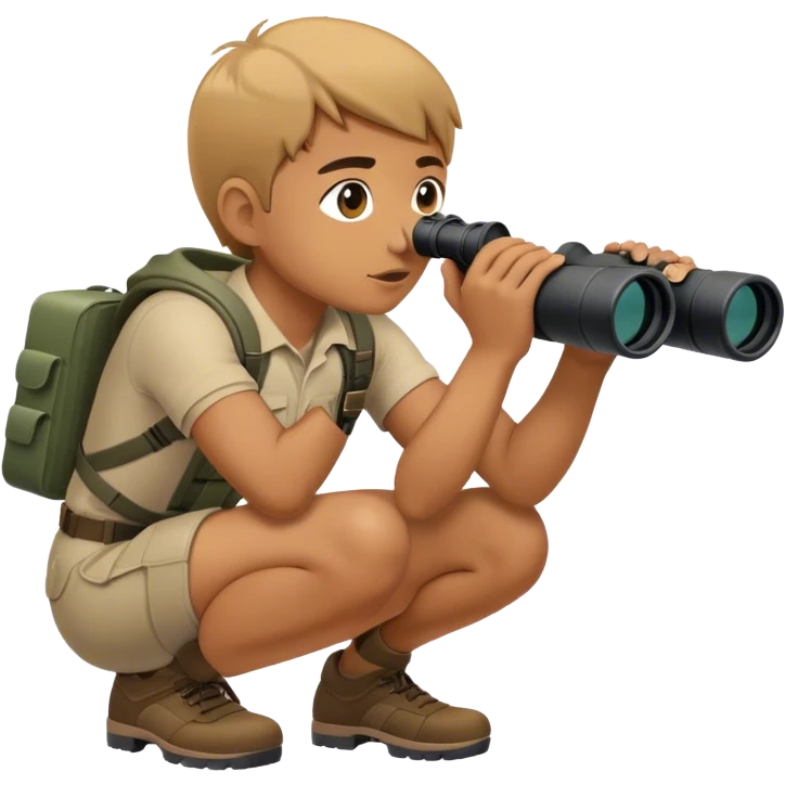 person using binoculars looking forward crouching emoji