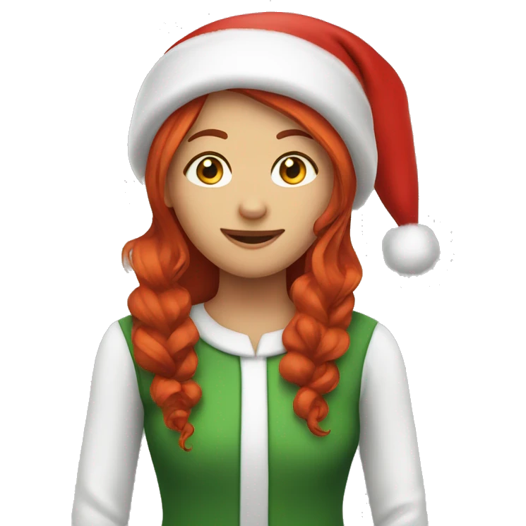 red headed girl with santa hat emoji