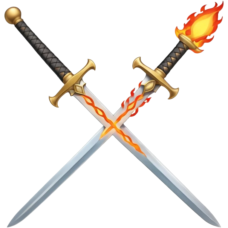 Crossing arabian sword, with fire at the blades, minimalistic image  emoji